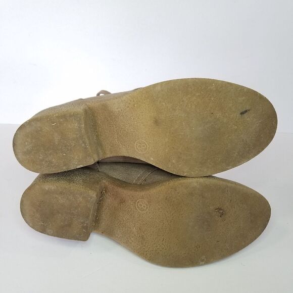 Merona Suede Lace Up Rubber Chunky Heel Ankle Boots Booties 8 - Picture 8 of 12